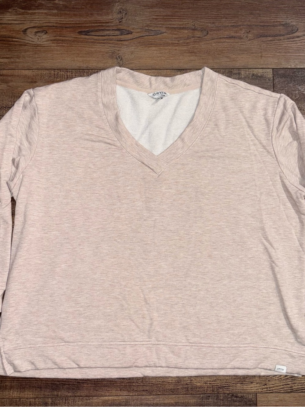 Orvis Women's V-Neck Dropped Shoulders Sweatshirt Beige Tan Size XXL